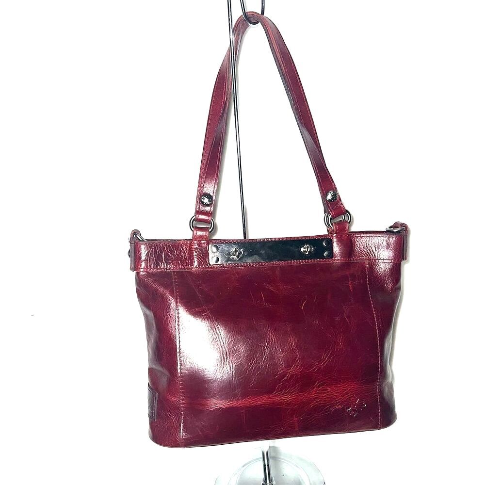 Patricia Nash Women's Burgundy Leather Tote Handbag Double Handles